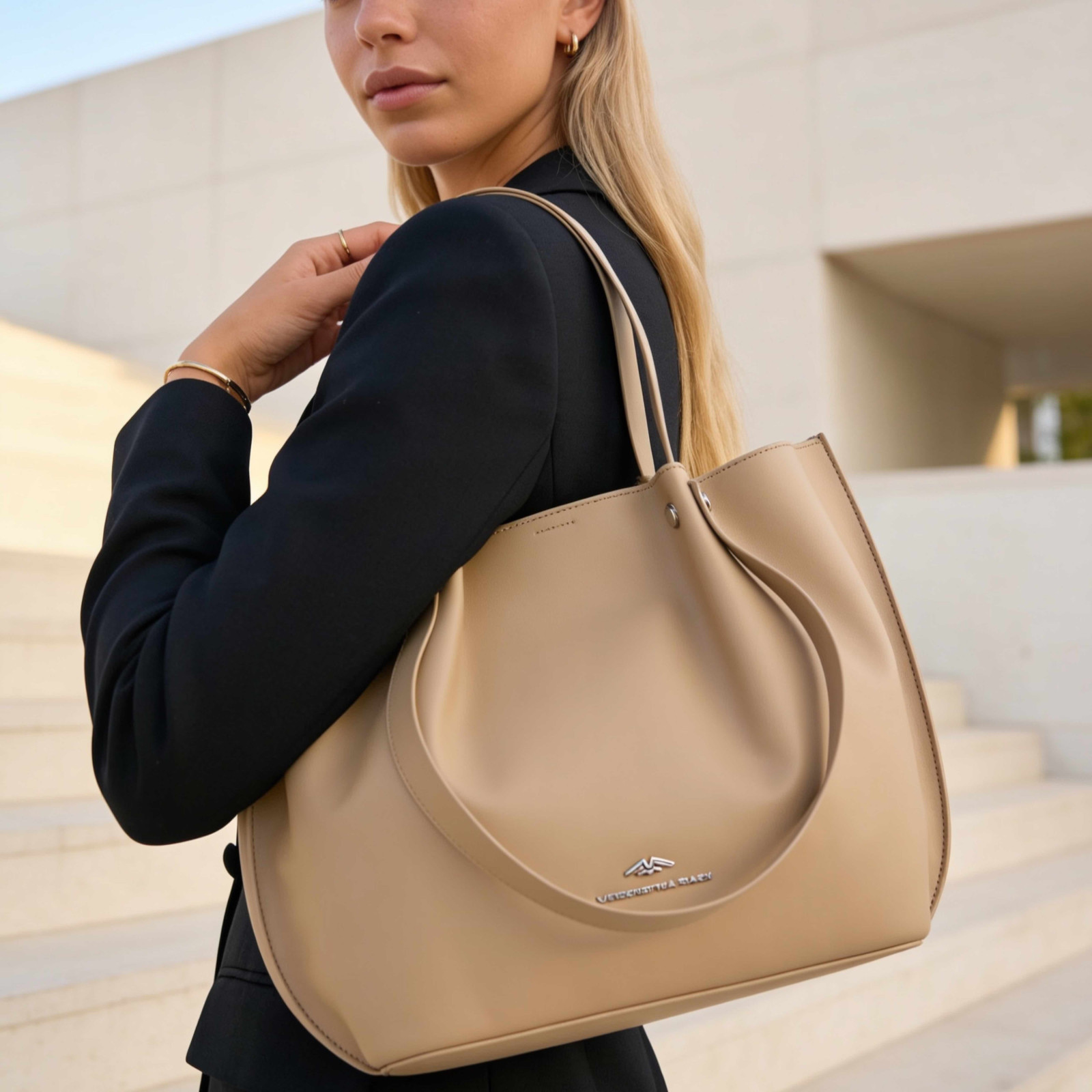 Bolso piel beige 2