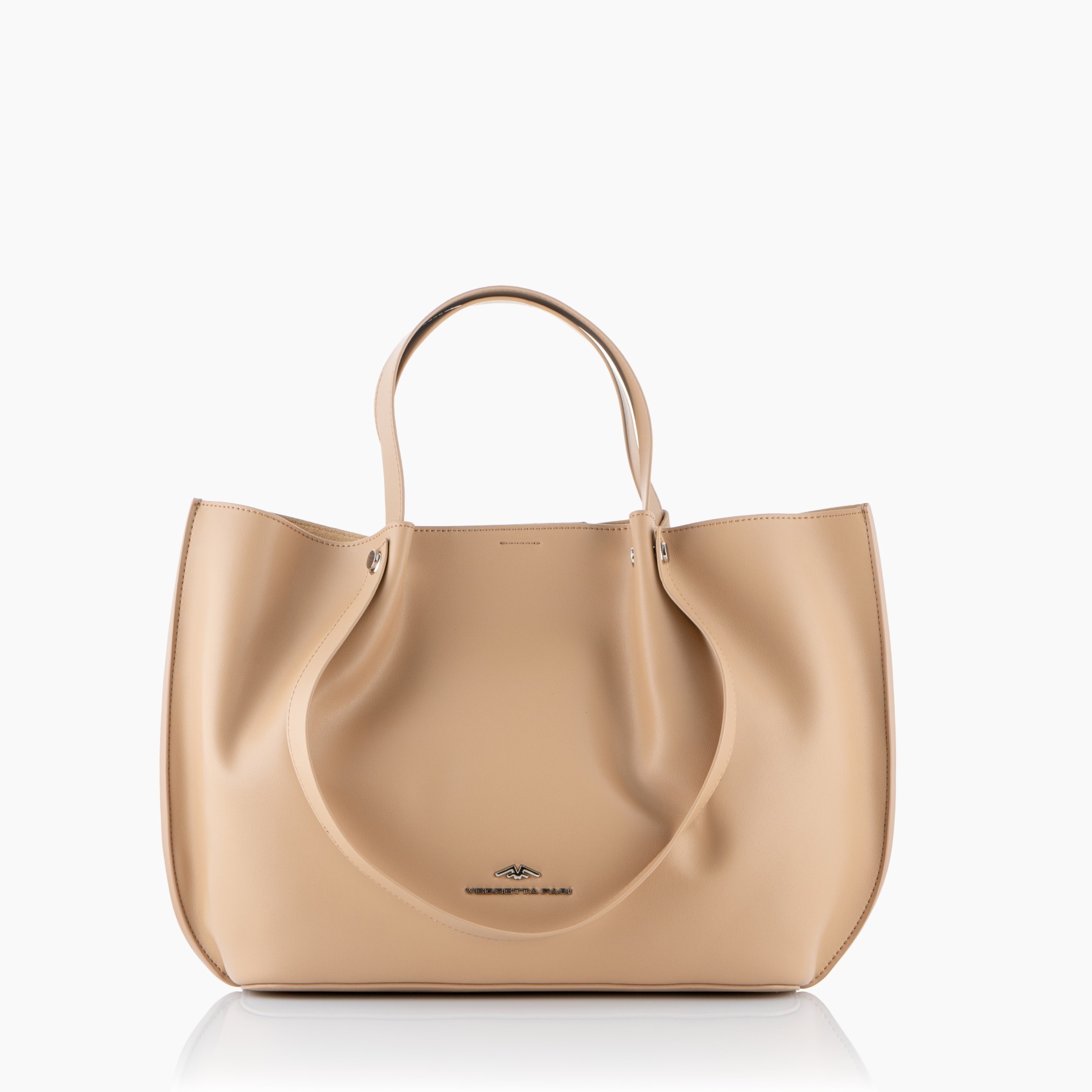 Frente bolso piel beige