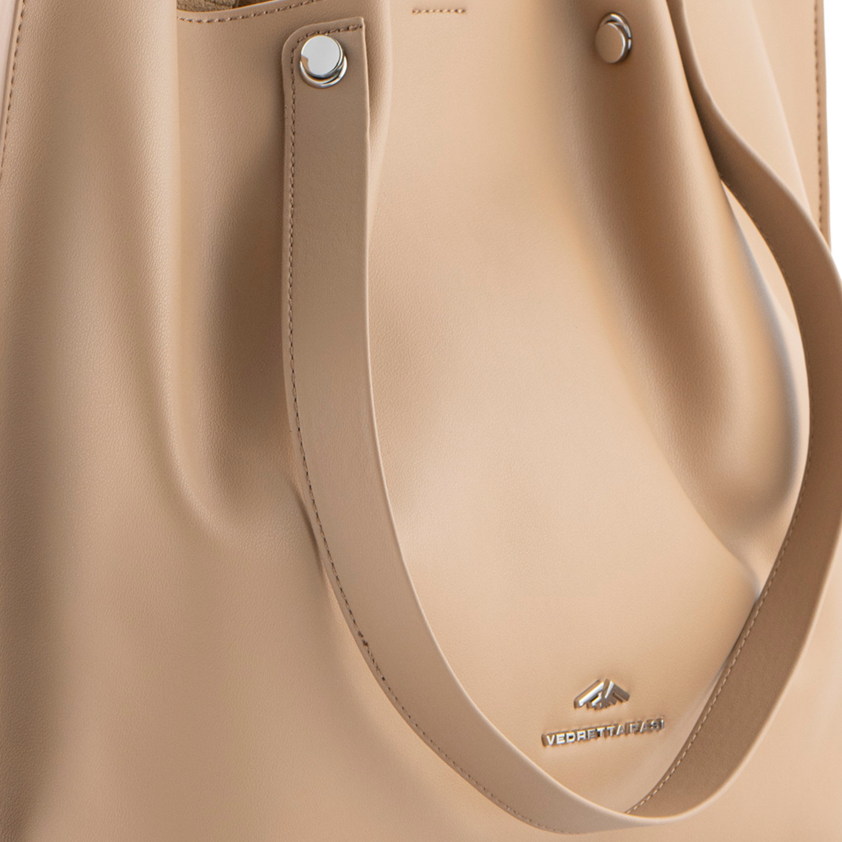 Bolso piel beige grande